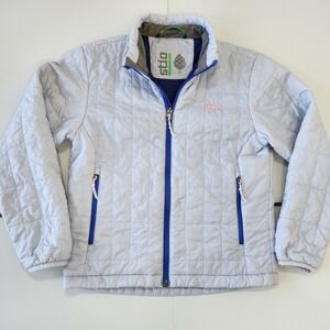 Stio Kids Quilted Puffer Jacket Light Blue Royal Contrast Full Zip Size 10